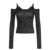 Vintage Animal Patterns Lace Strappy T-shirt Off Shoulder Sexy Fitted Cropped Top Y2K Long Sleeve Tee Street Outfits