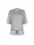 Conjunto de 2 piezas de camiseta y pantalones cortos informales, holgados, básicos, de media manga, color gris liso, con cuello redondo, para mujer, ropa de hogar informal