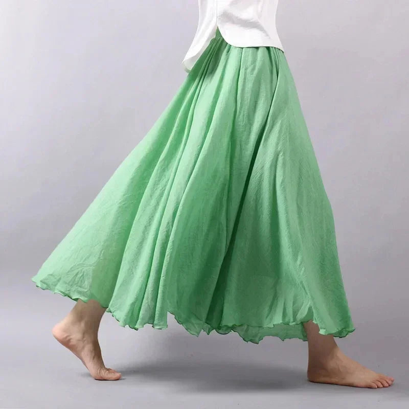 Faldas para mujer, estilo bohemio playero, corte A, doble capa, cintura elástica, largas, cómodas y con temperamento.