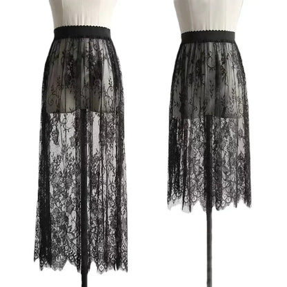 Extensor de camisa con dobladillo festoneado y capas de encaje floral para mujer, ajustable, con capas, parte superior, falda de corte A, minifalda inferior