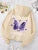 Hermosa sudadera con estampado de mariposa morada para mujer, sudadera con bolsillo de forro polar, sudadera informal sencilla, ropa de calle holgada de otoño para mujer