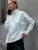Suéter de cuello alto de punto de invierno para mujer, ropa holgada informal con retazos acanalados, suéter de manga larga de gran tamaño, prendas de punto para mujer