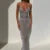 Sexy Embroidery See Through Long Dress Women Knitted Slim Backless Sleeveless Bodycon Dresses 2025 Summer Beach Party Robes New