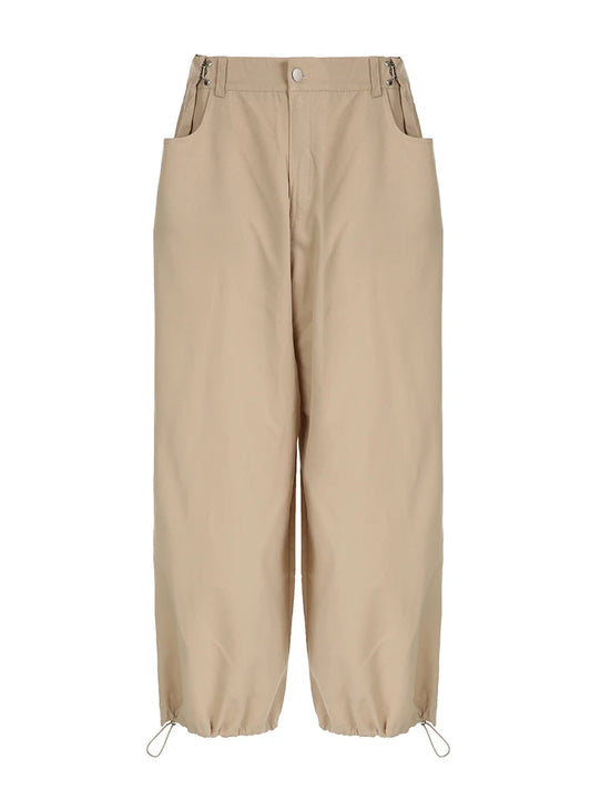 Pantalones cargo holgados de cintura ajustable y estilo callejero para mujer