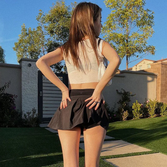 Y2K European and American women’s summer solid color high waisted lining wrapped hip skirt temperament short skirt