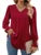 Blusas de primavera y verano para mujer, informales, de manga larga, con cuello en V y colores lisos, DF4998