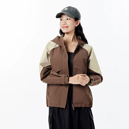 Jacket Women Mid-Length Jacket Sleeves Loose-Fit Waterproof Oil-Resistant Stain-Resistant  New Autumn Hooded Jacket