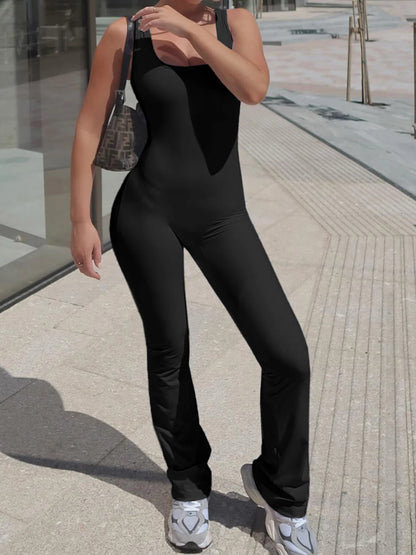 Monos negros ajustados y sexys sin espalda para mujer, sin mangas, con cuello cuadrado, ideales para las vacaciones de verano.