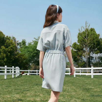 Dress Women’s Lace Doll Collar  Summer New Texture Topstitch Dress