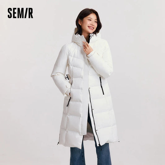 Chaqueta de plumón para mujer, parka larga, nueva, de invierno, de plumón de ganso, cálida, para exteriores, resistente al viento