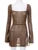 Casual Slim Fit Slightly Sheer Dress For Women Summer Fashion Solid Color Sexy Dress One-Piece Lace-Up Long Sleeve Streetwear