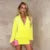 Vestido mini sexy de manga larga con escote pronunciado para mujer, color liso, suelto, con parches, cruzado en la cadera, moda para club, fiesta, atuendos femeninos