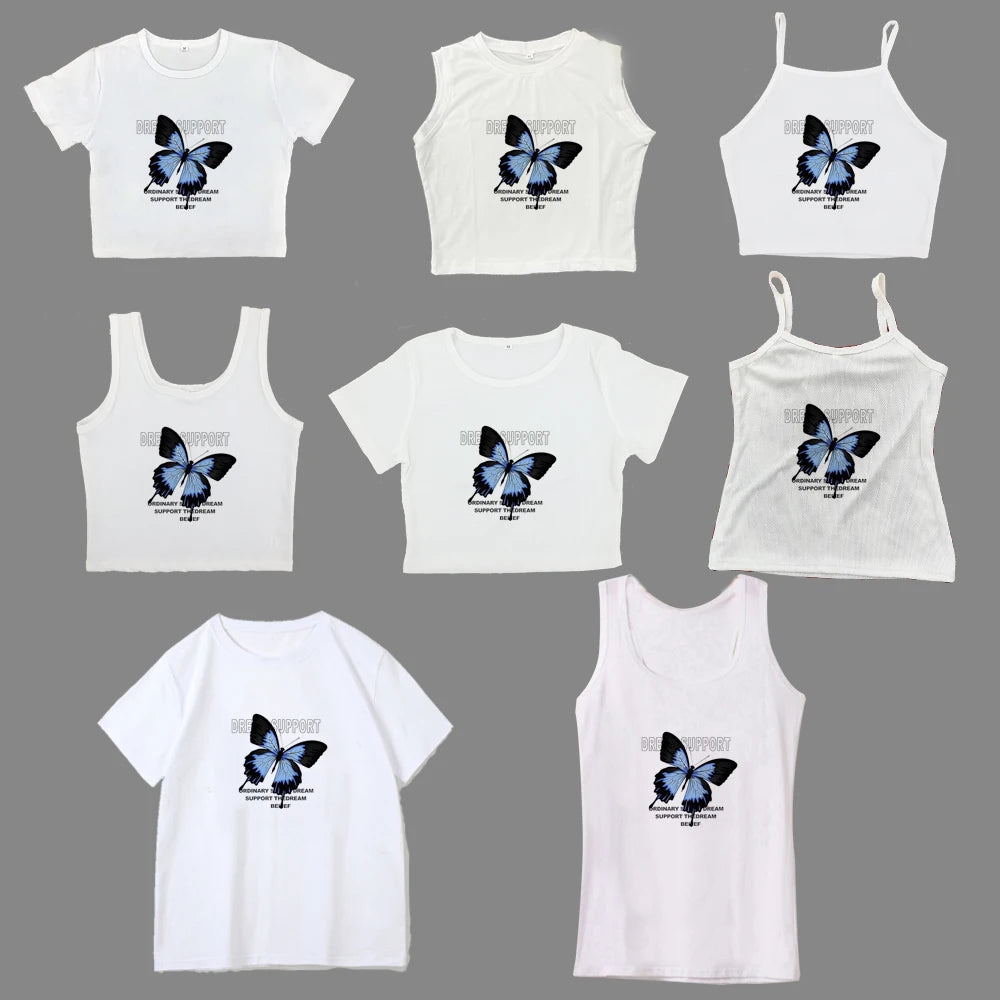 Camiseta de algodón de manga corta con hombros descubiertos para mujer, nueva camiseta de verano de Spice Girls, de cintura alta, ajustada, corta, dulce y picante.