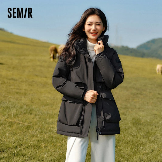 Chaqueta de plumón para mujer, serie China, de longitud media, nueva, de plumón de ganso para invierno.