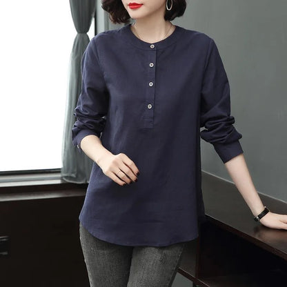 Blusas de mujer estilo primavera otoño, camisas casuales de manga larga con cuello alto, blusas, tops DF4955