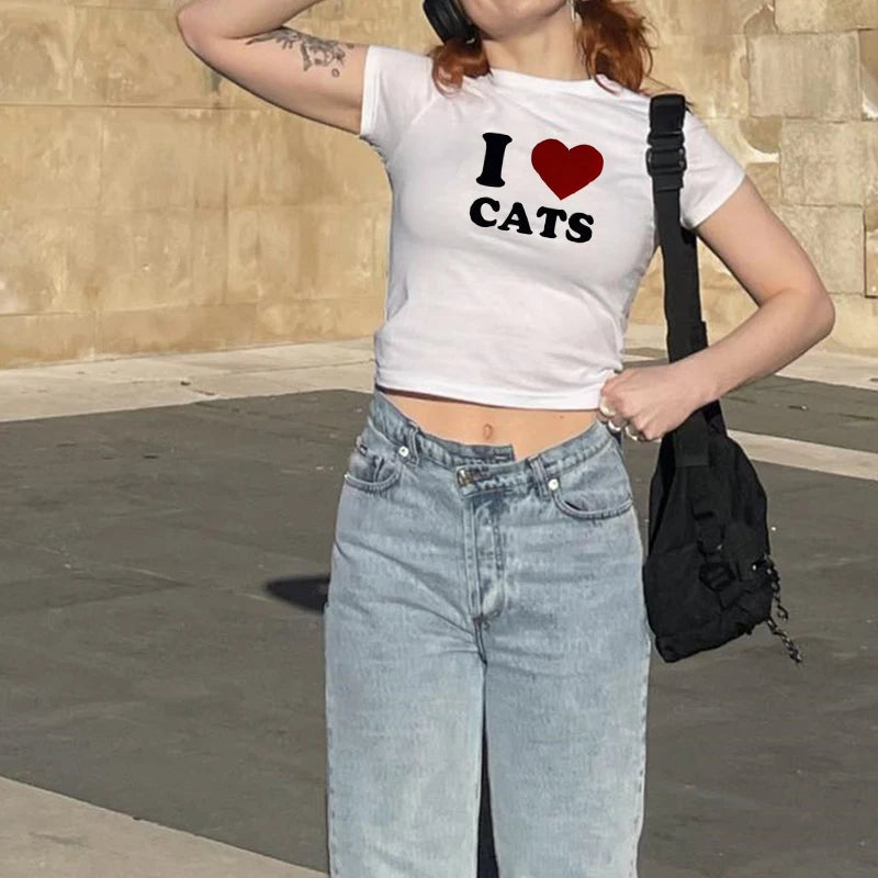 New printed T-shirt, fashionable casual short sleeved top, Y2K summer sexy electronic girl T-shirt, women’s clothing