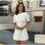 Elegant Slim Mini Dress Women Lace Short Sleeve Doll Collar Button Splice Autumn Fashion Classic Office Dresses Female