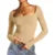Square Collar Crop Top y2k Clothes Women Solid Color Long Sleeve T Shirt Basic Slim Fit Tees 2000s Clothing Streetwear