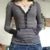 Women T Shirt y2k Aesthetic Striped Button Long Sleeve Tops with Pocket 2000s Clothing Slim Soft Tee Sweats Streetwear