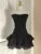 Elegante vestido mini con bordado recortado para mujer, sin tirantes, hombros descubiertos, cintura alta, ropa femenina, verano 2025, 23A430