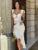 Summer New Sexy Hot Girl Folds Wrap Top Ruffled Irregular Skirt Suit Women’s Hollow Out Mesh Splice Club Party Outfits