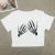 Camiseta de manga corta con estampado de calaveras para mujer, estilo Y2K, con tirantes en el interior, para calle de Europa y Estados Unidos