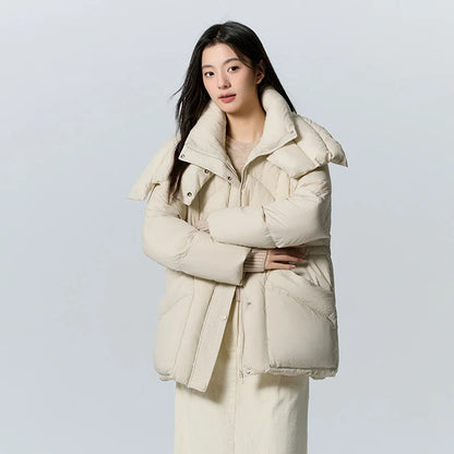 Down Jacket Women Medium Length Loose  New Textured Warm Winter Wear