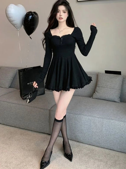 Vestido mini Y2K de moda para mujer, otoño primavera, nuevo, elegante, ajustado, sexy, ropa para mujer