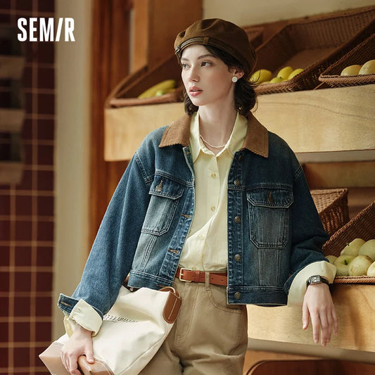 Chaqueta vaquera corta para mujer, otoño, nueva, estilo retro.