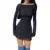 y2k Short Dress 2000s Aesthetic Women Solid Color Sheer See Through Round Neck Long Sleeve Bodycon Dress Party Dresses