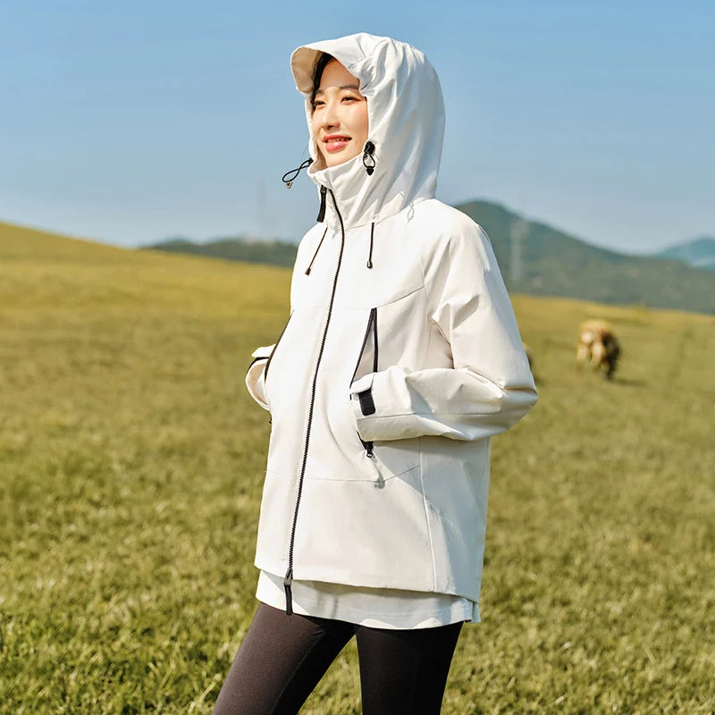 Chaqueta de plumón para mujer, tres en uno, impermeable, cortavientos, transpirable y transpirable, de invierno, de dos piezas.