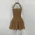 Vestido blanco con cuello halter para mujer, elegante, sin mangas, ajustado, corto, corte A, con parches, para playa y vacaciones.