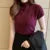 Blusas de moda para mujer, blusas de verano de manga corta, blusa de punto con cuello alto, blusas para mujer DF4908