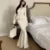 Autumn Winter Knitted 2-Piece Sets Women Ruffles Tops Bodycon Fishtail Skirt Slim Solid Knitwear Outfits Korean Fashion Suit