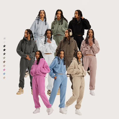 Sudadera con capucha retro americana de otoño/invierno para mujer, además de forro polar grueso, sudadera corta de las Spice Girls para mujer