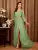 Vestido de noche elegante con escote en V y abertura con apliques de gasa, vestido de fiesta, vestido de dama de honor