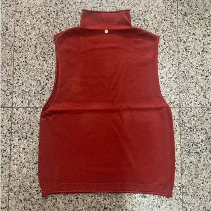 Suéter de punto de cuello alto para mujer, sin mangas, holgado, estilo occidental, versátil, para primavera y otoño
