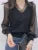 Blusas de mujer estilo primavera otoño, blusas casuales de manga larga con cuello en V y encaje DF4452