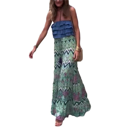 Faldas estéticas Y2K para mujer, faldas playeras con estampado floral geométrico, cintura alta, volantes, estilo bohemio de los años 2000, ropa de calle informal.