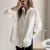 Blusas blancas elegantes y holgadas informales de oficina para mujer, nuevas camisas de algodón de manga larga para mujer, blusas con cuello vuelto