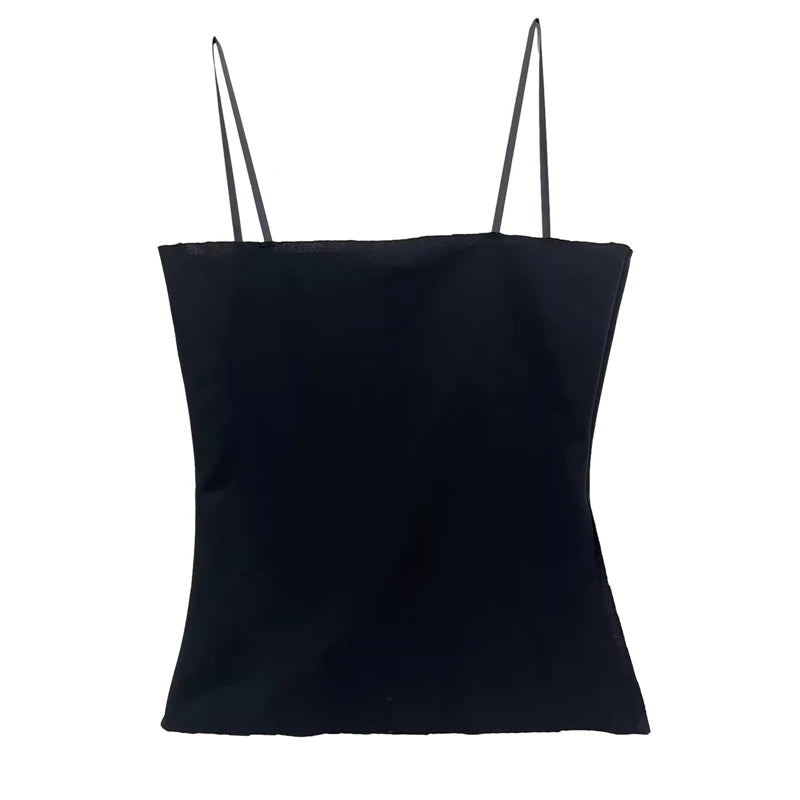 Top coqueto Y2K, ropa para mujer, camisola negra sin mangas con tirantes finos y lazo, ropa kawaii de los años 2000, ropa urbana