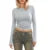 Tops cortos Y2K de los años 2000 para mujer, camiseta de manga larga con cuello redondo de color liso para primavera y otoño, camisetas informales, ropa básica de calle