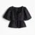 Elegant Square Collar Crop Blouses Women Lace Up Puff Short Sleeve Shirts 2025 Spring Summer Lady All-match Hollow Out Tops New