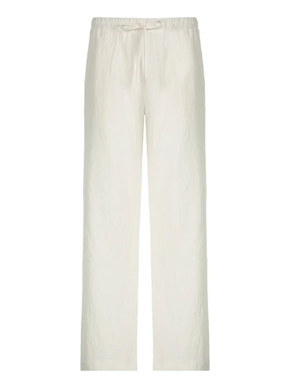 Pantalones bohemios de pierna recta, holgados e informales, lisos, para mujer, sencillos, cómodos y para vacaciones de verano.