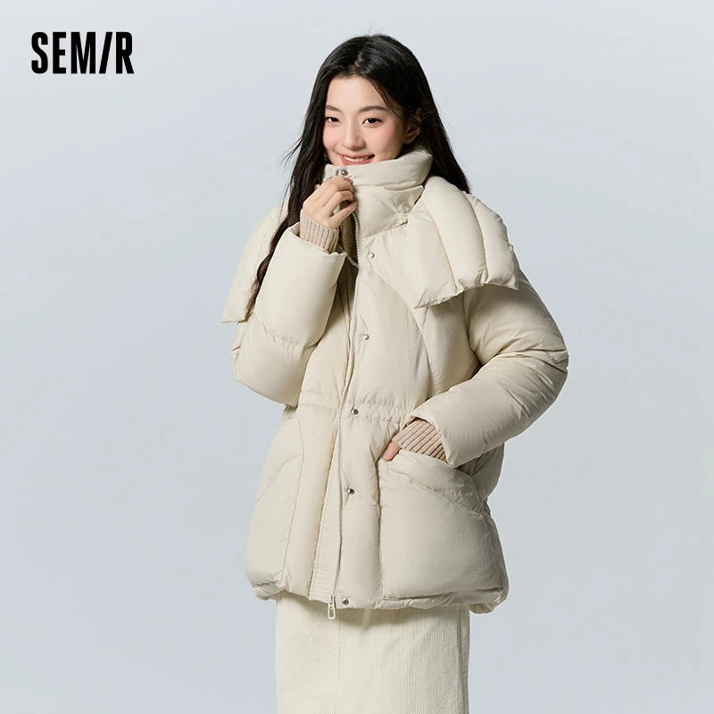 Down Jacket Women Medium Length Loose  New Textured Warm Winter Wear