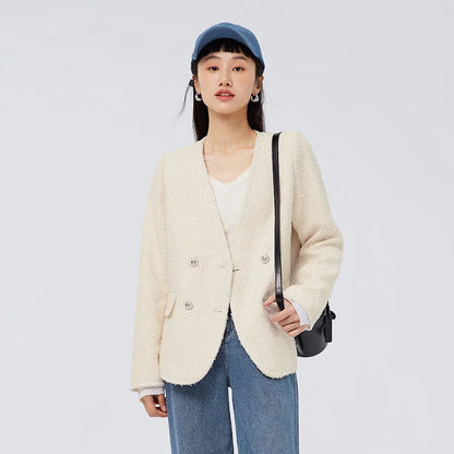 Chaqueta elegante y suave para mujer, con cuello en V, ideal para el día a día, primavera y otoño.