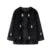 Abrigo de piel con joyería vintage para mujer, chaqueta holgada de manga larga con cuello redondo y felpa negra de invierno, abrigo grueso y cálido elegante para mujer