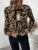 Knit Printed Bandage Cardigan Sweater Female Hollow Out Patchwork Slim Leopard Tee Bow Lace-Up Top Knitwear Cardigan Top