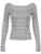 Camiseta básica japonesa ajustada de manga larga a rayas con hombros descubiertos y cuello redondo, estilo callejero coreano, camiseta gris Y2K para primavera y otoño para mujer