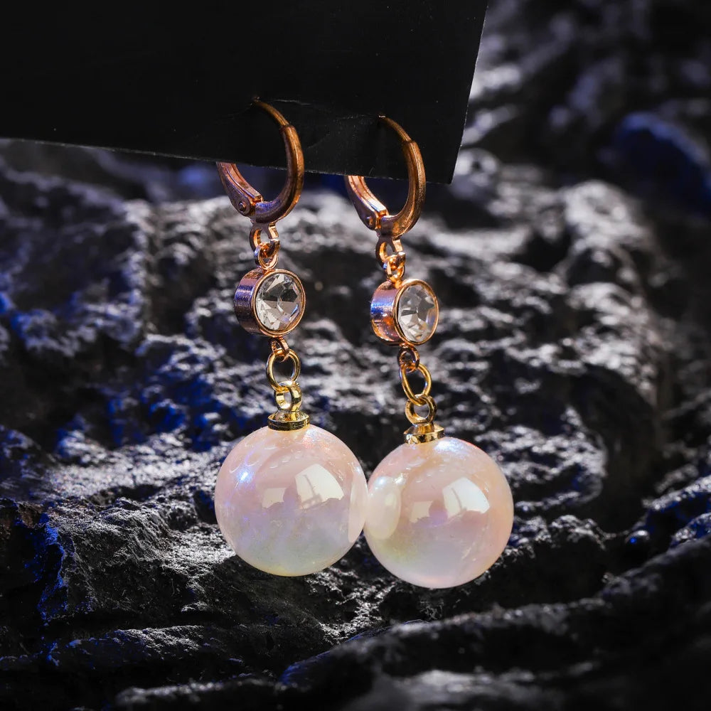 Lizakosht Peach Zircon Bow Earrings for Women Fashion Jewelry Gifts